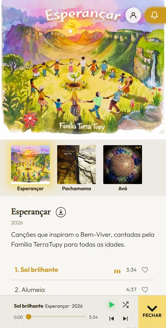 Meu perfil, Instalar app e o ícone do TerraTupy na tela do celular
